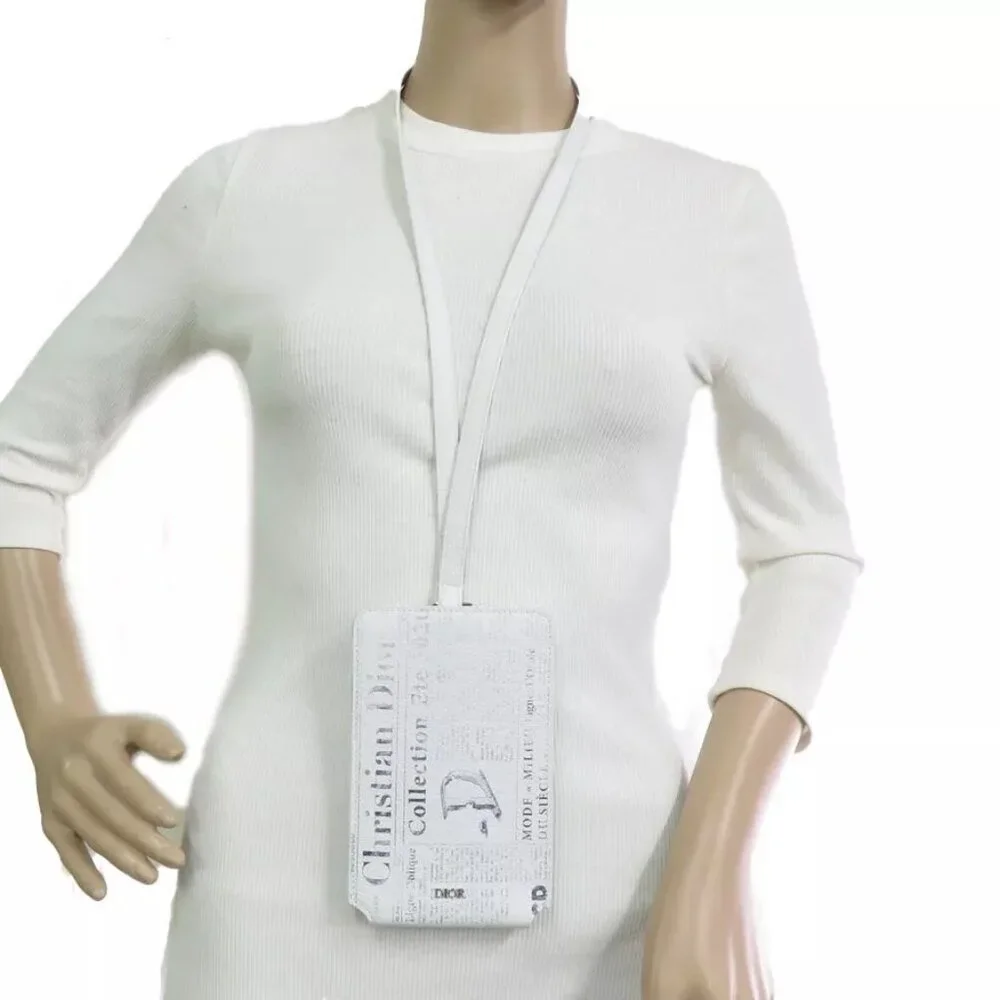 Auth Christian Dior Smartphone Case Phone Holder White Leather